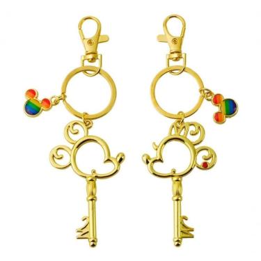 Imagem de Jogo 2 Chaveiros Mickey Minnie Namorados Chave Arco-íris
