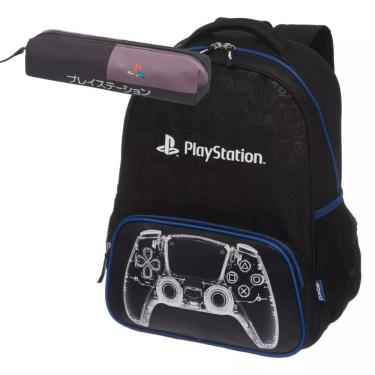 Imagem de Kit Mochila Costas Estojo Playstation Gamer Gray Pacific