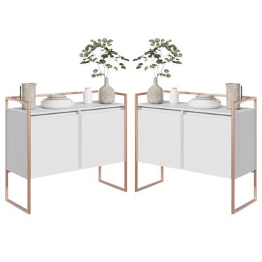 Imagem de Jogo 2 Aparador Industrial 2 Portas Branco Cobre