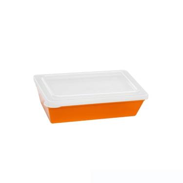 Imagem de Travessa Stillo Retangular Com Tampa 2l Laranja Em Polipropileno Linha Tropical Vem