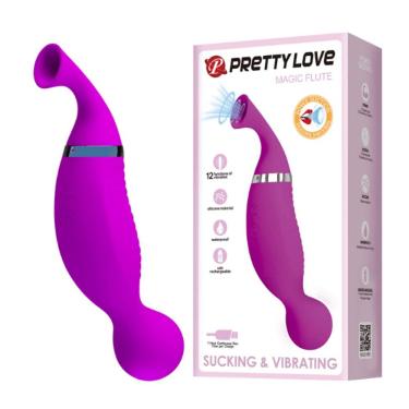 Imagem de Vibrador E Sugador Recarregável Com 12 Modos De Vibrações Magic Flute - Pretty Love - Roxo, Unico