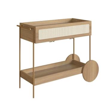 Imagem de Carrinho Bar 1 Gaveta Oslo Artesano 112 Cm Largura Mdp Hanover Palha Sintética Bege Pé...