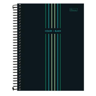 Imagem de Caderno Espiral Capa Dura Universitário Color & Black Masculino 80 Folhas Cardesil Verde