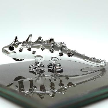 Imagem de Sansukjai Chameleon Miniature Tiny Hand Blown Glass Art Figurines Animals Collectible Gift Home Decorate (Clear Silver)