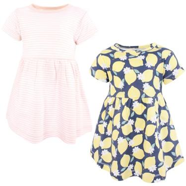 Imagem de Hudson Baby Vestidos de algodão para bebês e meninas, Limão azul, 6-9 Meses