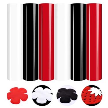 Imagem de HTVSTD Vinil Termocolante Preto - 12'' X 10'' 6 Folhas Vermelho E Branco 3D Htv Para Transferência Térmica Camisetas