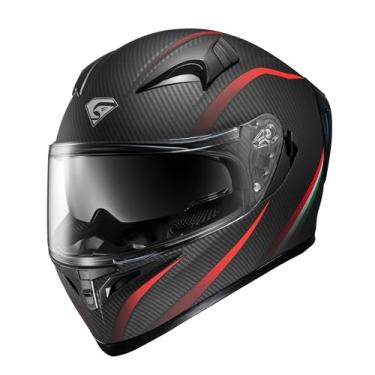 Imagem de KYPARA Capacete Integral Para Motocicleta Com Viseira Interna Escurecida E Homologado Ciclomotor, Quadriciclo, Scooter (Vermelho Fosco, Grande)