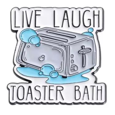 Imagem de Live Laugh Toaster Bath Suicide Ansiety Ansious Pressure Work Stress Stressed Office Humor Deadline Aviso Médico Alerta Condição Transtorno Saúde Mental TOC Depressão Cérebro Fobia Social 3 cm Esmalte