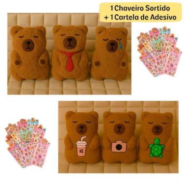 Imagem de 1 Chaveiro de Pelucia Capivara Sortido + 1 Cartela de Stikers Adsivo C