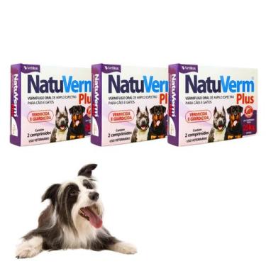 Imagem de Kit Com 3 NatuVerm Plus 25kg VetBras Vermicida Para Cães e Gatos Vermí
