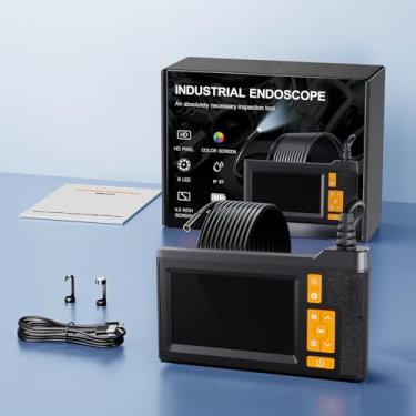 Imagem de KOHUIPU Câmera endoscópica com luz, endoscópio de inspeção HD 1080p com IPS de 4,3 polegadas, câmeras de inspeção de vídeo e foto com cartão 32G, câmera IP67 à prova d'água para esgoto/dreno/cano