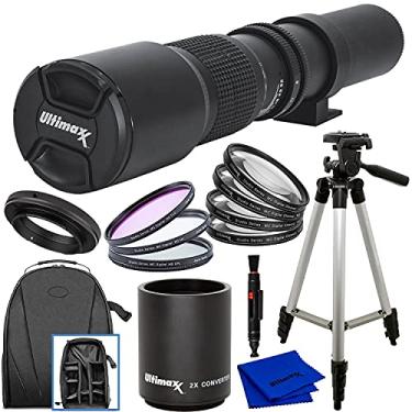 Imagem de Ultimaxx Kit de lentes teleobjetivas pré-definidas multirevestidas manuais de 500 mm (com 2X Converter 1000mm) f/8 para Canon EOS 9000D 800D 760D 750D 700D 1300D 1200D T100, 4000D, 3000D, 2000D, 1500D