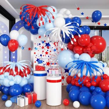 Imagem de Kit de arco de balão Jobkoo vermelho branco azul látex 156 peças