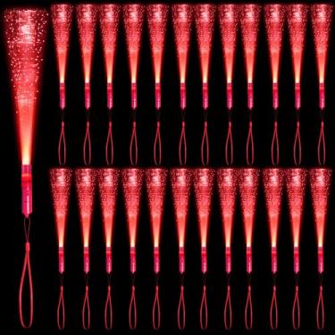 Imagem de 48 PCS Red Glow Fiber Wands Sticks LED Light Wands 3 Modes Flashing Fiber Optic Light Rod Bulk Fiber Optic Wands Glow in The Dark Party Favors for Bar Wedding Party Supplies