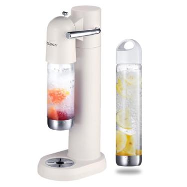 Imagem de Máquina de água com gás, seltzer e carbonatador para bebidas, dispensador a vapor de refrigerante, máquina de carbonatação com garrafas sem BPA (1L + 0,5L), compatível com cilindro de CO2 rosqueado de