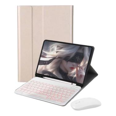 Imagem de Capa Tablet + Teclado Removível + Mouse Para Samsung S6 Lite 10.4 Polegadas P613/P619/P610/P615 (ouro, teclado retroiluminado)