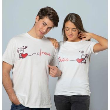 Imagem de Camiseta Camisa Blusa Gospel Religiosa Evangélica casal Jesus Cristo -
