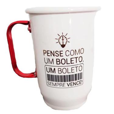 Imagem de Caneca de alumínio branca 600 ml pense como um boleto - Show Canecas
