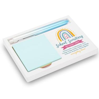 Imagem de Presente de agradecimento da secretária escolar, decoração de mesa inspiradora com citação arco-íris, suporte de notas adesivas de madeira com mensagem do criador de diferenças, 16,5 x 12 x 1,5 cm