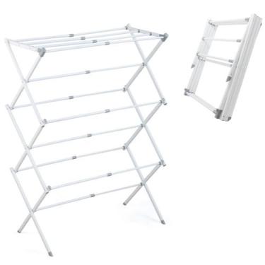 Imagem de Varal Vertical Chão Retrátil Dobrável Apartamento Camesa, Branco