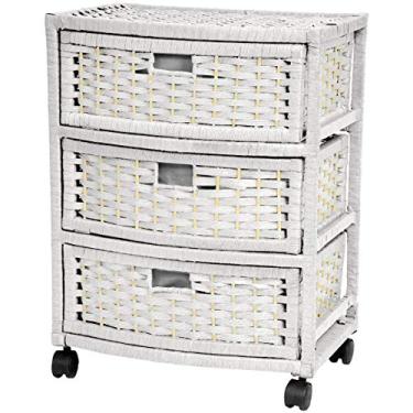 Imagem de Oriental Furniture Cômoda de fibra natural de 58 cm – Branca