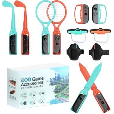 Imagem de Sports Accessories Bundle, 18 in 1 Family Pack for Nintendo Switch 2 (2025) – Golf Clubs, Tennis Rackets, Sword Grips, Bowling Ball Grips, Wrist & Leg Straps for Sports Games