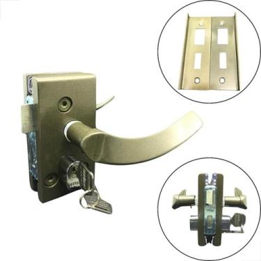 Imagem de Fechadura 1520 Para Porta Vidro Alvenaria Com Maçaneta Cor Bronze - Fr