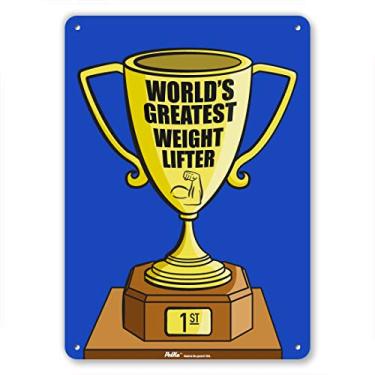 Imagem de PetKa Signs and Graphics PKWG-0434-NP_ Placa de plástico "World's Greatest Weight Lifter", 25,4 cm x 35,5 cm, azul troféu