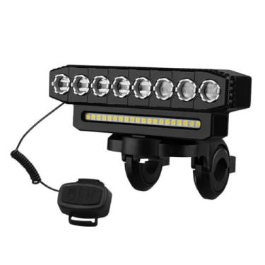 Imagem de CIADAZ Luz LED para bicicleta com buzina USB recarregável luz frontal para bicicleta à prova d'água com 6 modos de luz com suporte para função de banco de potência para mountain bike MTB