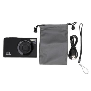 Imagem de Câmera digital 56MP 4K foco automático 16x Zoom digital Prevenir a câmera de vlogging portátil de tela de 2,4 polegadas com luz de preenchimento para viagens fotografia de vlogting (Preto)