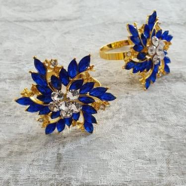 Imagem de Kit 10 Anéis Porta Guardanapo Argola Prendedor Mesa Posta Flor Cristal