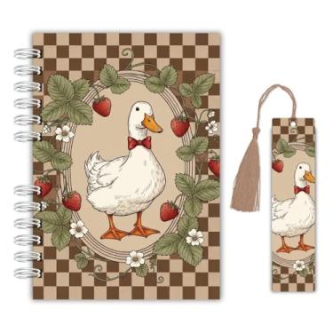 Imagem de Planner Diário de Leitura – Tema Pato Vintage com Flores e Morangos | Capa Dura + Marcador com Tassel + Marcador Magnético