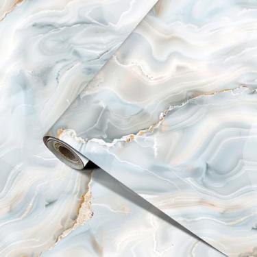 Imagem de HOMETITUTE Papel de parede de mármore cinza claro para contato 39,9 cm x 100 cm papel de parede autoadesivo removível vinil adesivo de parede para banheiro cozinha bancada armário prateleira decoração