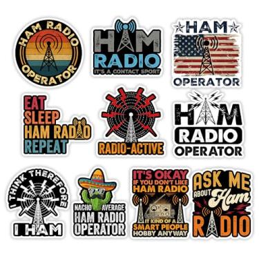 Imagem de SODAVA [7,6 cm x 7,6 cm] Adesivos de rádio amador pacote com 10 adesivos engraçados de operador de rádio amador para laptop, garrafa de água, presente para entusiastas de amador, radioamador, clube