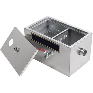 Imagem de Filtro De Gordura, Coletor De Graxa Comercial De Aço Inoxidável Para águas Residuais Sob A Pia, Coletor De Graxa Comercial De Entrada Superior Para Cozinhas De Restaurante, 60 x 30 x 29cm