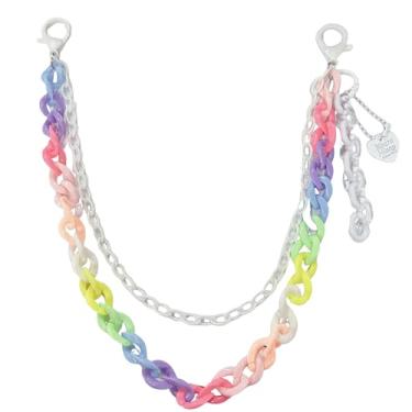 Imagem de Calça feminina Y2k com pingente de coração e arco-íris, corrente de calça de acrílico, resistente, colorida, resina, amuleto, amuleto, em camadas, rock, carteira, cinto, cintura, jeans, correntes de