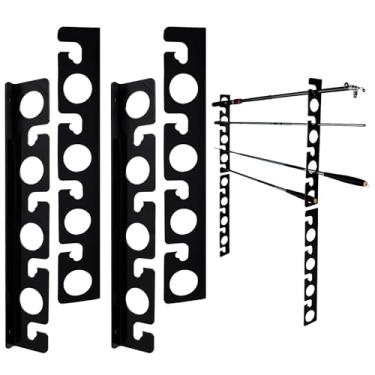 Imagem de LLCJYYCY Suporte de vara de pesca para parede, teto ou garagem – Suporte horizontal para vara de pesca comporta 5/10 varas e combos com redes – Organizador de vara que economiza espaço