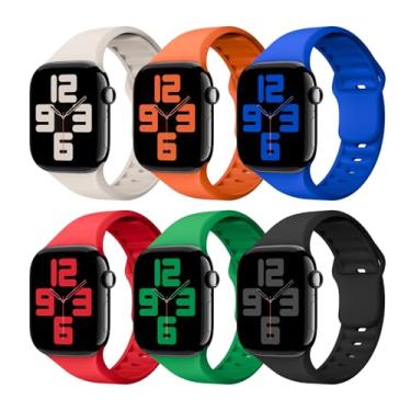 Imagem de Pulseira de silicone compatível com Apple Watch Ultra 2/Ultra SE séries 10/9/8/7/6/5/4/4/3/2/1 de 38 mm, 40 mm, 41 mm, 44 mm, 45 mm, 46 mm, 2/1