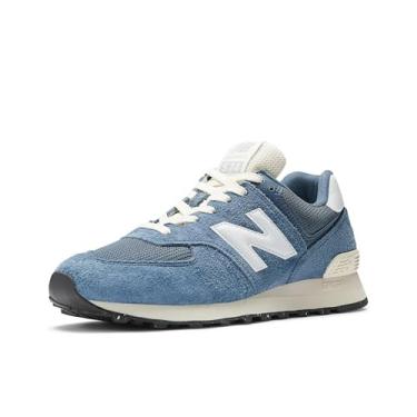 Imagem de New Balance Tênis universitário unissex adulto 574 V2 de camurça, Índigo vintage/branco/angorá, 37/39 BR G