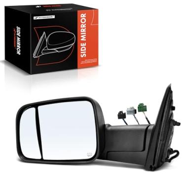 Imagem de A-Premium Espelho retrovisor elétrico do lado do motorista - compatível com Ram 2019-2022 2500, 2019-2022 3500 - Espelho retrovisor externo preto dobrável elétrico aquecido com luz de poça de seta