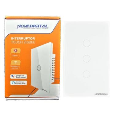 Imagem de Interruptor inteligente Touch Zigbee com 3 botões ZTS-3WB Nova Digital