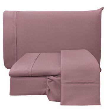 Imagem de Jogo De Cama Lençol King Conforto Percal 300 Fios 4 Peças - Marrom