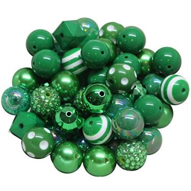 Imagem de Mistura a granel de 20 mm de 52 contas de esmeralda, verde de Natal, grosso, chiclete, 11 estilos, lote de contas soltas de chiclete de acrílico