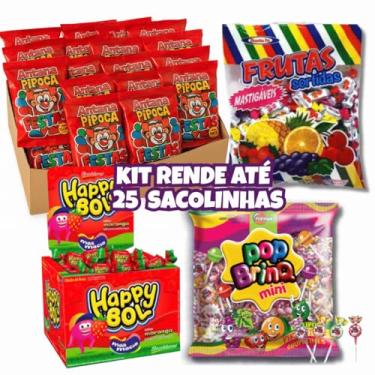 Imagem de Genérico, Kit Rende 25 Sacolinhas Lembrancinhas Aniversário Infantil Pipoquinha Bala Pirulito Chiclete