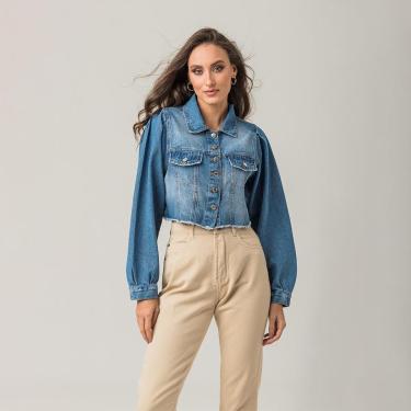 Imagem de Jaqueta Cropped Jeans Feminina Barra Desfiada Disparate-Feminino