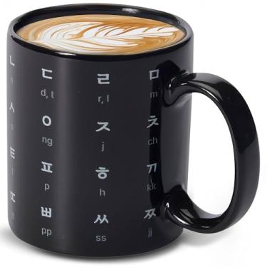 Imagem de BICETTO Kpop Merch - Alfabeto coreano, presentes coreanos, produtos Kdrama, presentes de drama coreano, copo BTS, caneca BTS, drama K, 340 g, elegante, durável, seguro para micro-ondas, qualidade