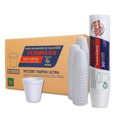 Imagem de Kit Copo Termico Isopor Café Bebidas Quentes 300Ml 1.000 Un - Ultra Co