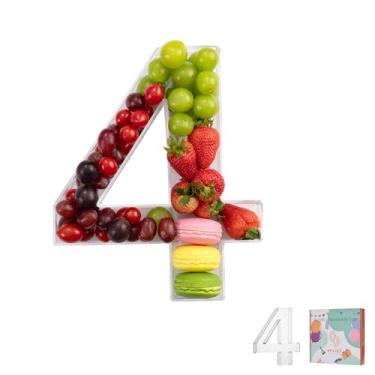 Imagem de Bandeja de charcutaria de acrílico com letras e números de 28 cm – Caixa de alfabeto reutilizável preenchível para doces, lanches, cupcakes – Travessa de servir para aniversário, casamento, festa de