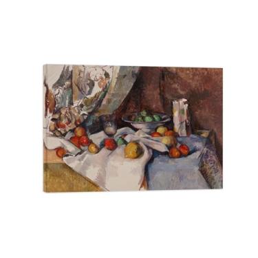 Imagem de Pintura de arte de parede em tela - Natureza morta com maçãs - Impressões em tela famosas com moldura de madeira - Reproduções de imagens em tela - Pôster de arte para sala de estar 40 x 55 cm 16 x 22