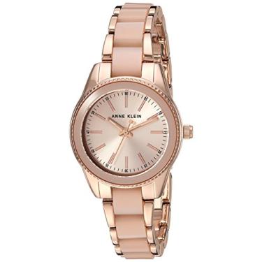 Imagem de Anne Klein Relógio feminino com pulseira de resina, Rosa claro/ouro rosa